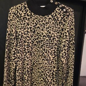 Calvin Klein Black and Tan Leopard Print Sweater